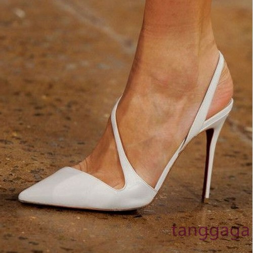 white pointed high heels